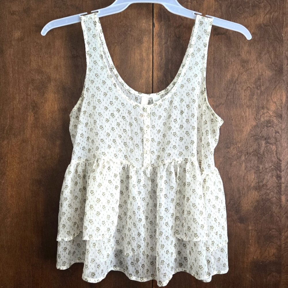 Route 66 Floral Sleeveless Peplum Top, M